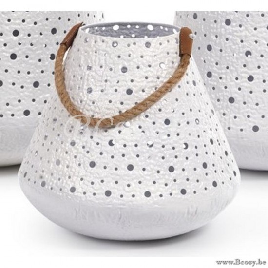 Jardinico MADRAS-MADDRAS Wit Outdoor Tuin Buitenterras Windlicht Klein Gepoederlakt staal 32H JAR-LI000014|LI014