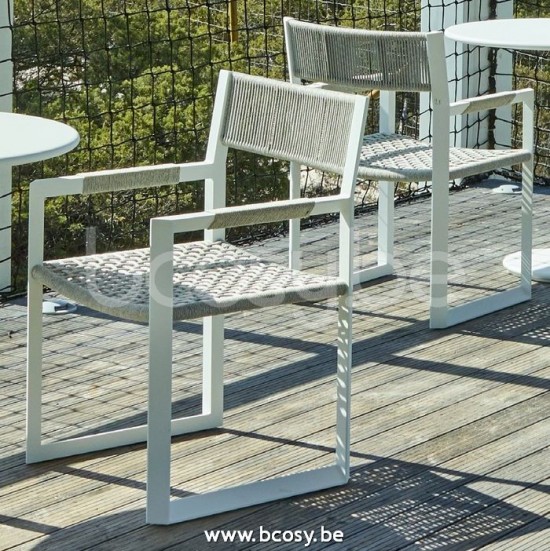 Jardinico MANTRA BISTRO Fauteuil Blanc - Corde Argent.