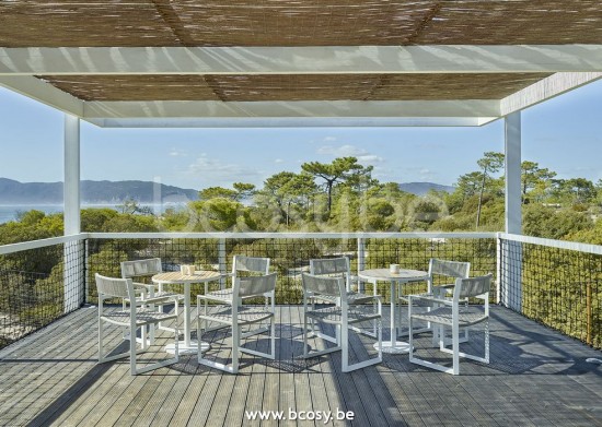  Jardinico MANTRA BISTRO Lehnstuhl - Sessel Weiß - Silbernes Seil.