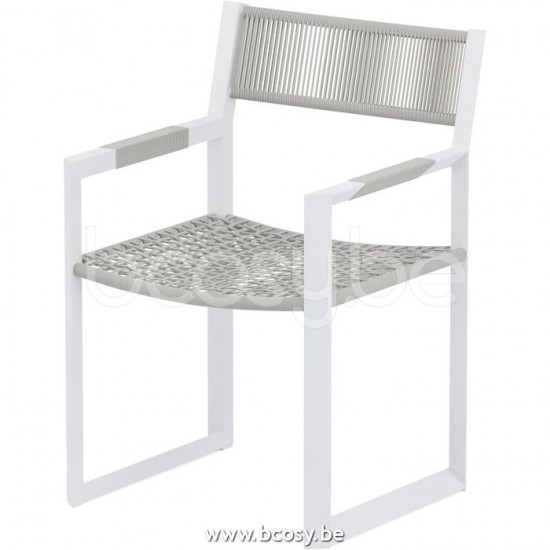 Jardinico MANTRA BISTRO Armstoel Wit - Zilveren Koord.