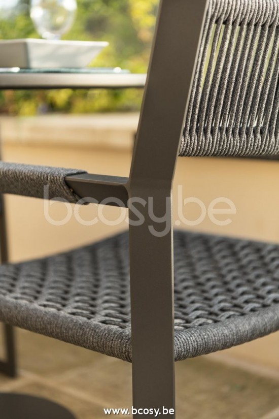  Jardinico MANTRA BISTRO Lehnstuhl - Sessel Anthrazitfarbenes Seil.