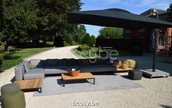  Jardinico MAUROO Langes Sofa Mit Teakholz-tisch Holzkohle - Teakholz Ash.