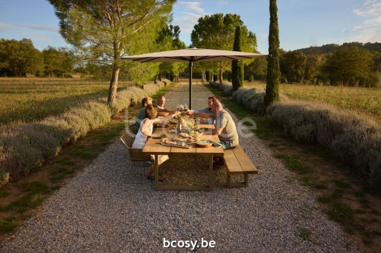 Jardinico NATURE Table de jardin rectangulaire et allonge en teck.