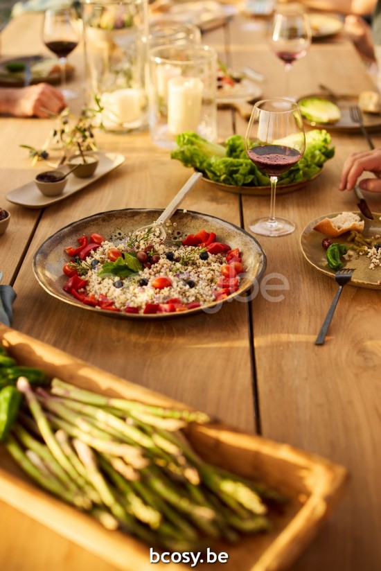 Jardinico NATURE Table à manger 400x120 Rectangulaire Amande Teak.