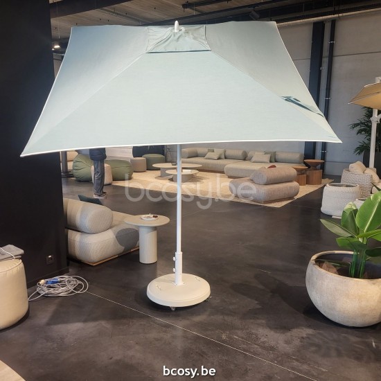 Jardinico TULI 240x240 Square Pole White Canopy Spa with bone Piping Sunbrella Solids Cat 1.