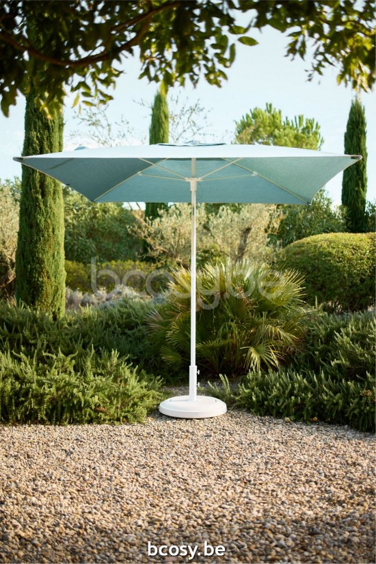 Jardinico TULI 240x240 Parasol Ombrelle Droit À Mât Central Carré 2,4x2,4 Mât Aluminium Thermolaqué En Blanc Mat| Toile-tissu Spa with bone Piping Sunbrella Solids Cat 1.