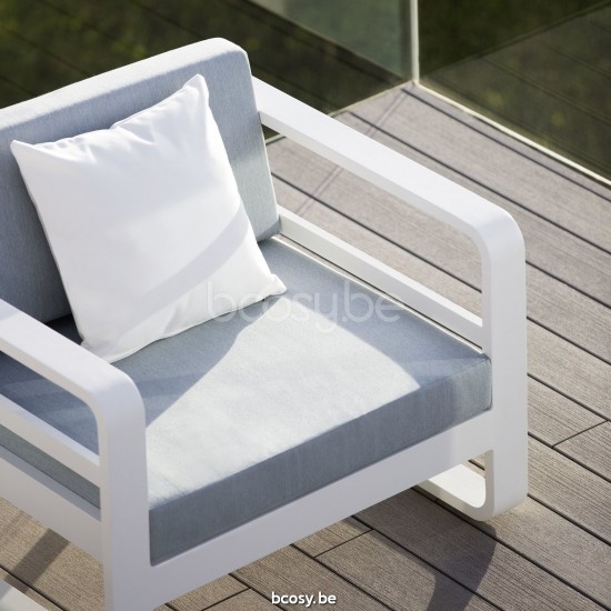 Jati Kebon Reno Sofa 1-Seat Lounge Chair Alu White Mat.