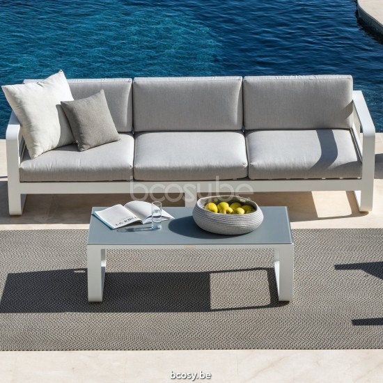 Jati Kebon Reno Sofa 3-Seat Alu White Mat.