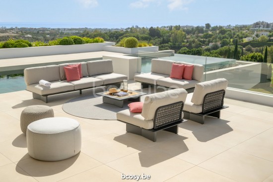 Jati Kebon Arbon Loungebasis 3-zit Antraciet mat aluminium.