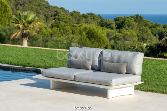 Jati Kebon Arbon Loungebasis 2-zit Wit mat aluminium.