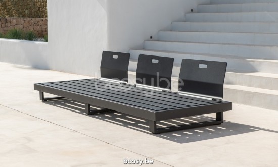 Jati Kebon Fano Lounge Base 3-Seat Alu Charcoal Mat.