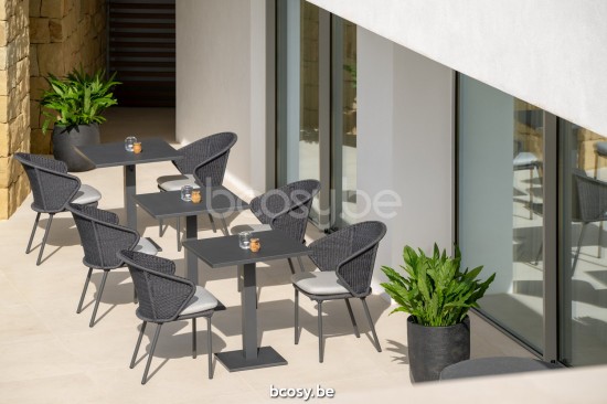 Jati Kebon Parana Bistrotafel Antraciet mat aluminium Tafelblad Aluminium plaat.