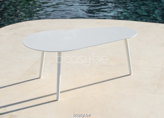 Jati Kebon Amazone Beistelltisch-Set Weißes mattes Aluminium.