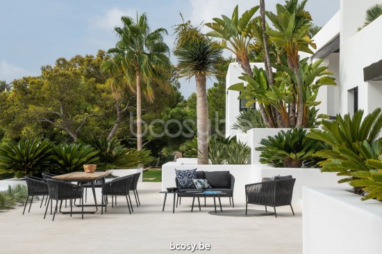 Jati Kebon Fortuna Rope Canapé 1 place Sunbrella natte grey chine nat 10022 quick dry foam Aluminium anthracite mat Corde ant.