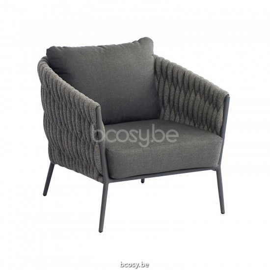 Jati Kebon Fortuna Socks Sofa 1-zits Sunbrella natte sooty nat 10030 quick dry foam Antraciet mat aluminium.