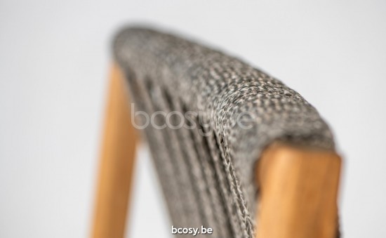 Jati Kebon Ritz Teak Chaise de jardin avec accoudoirs Sans coussins Corde Taupe.