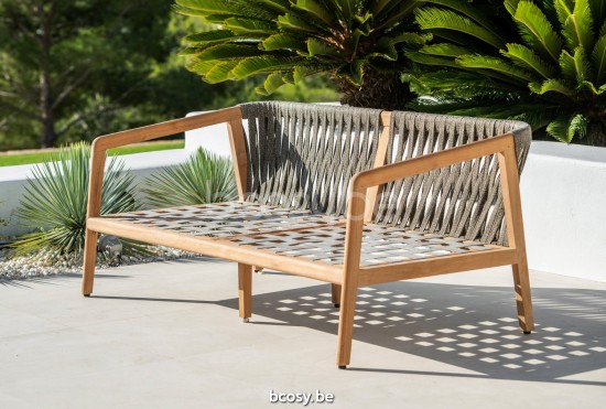 Jati Kebon Ritz Teak Canapé 2 places Sans coussins Corde Taupe.