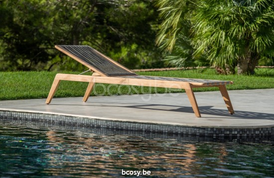 Jati Kebon Ritz Teak Ligbed Zonder kussens Koord Taupe.