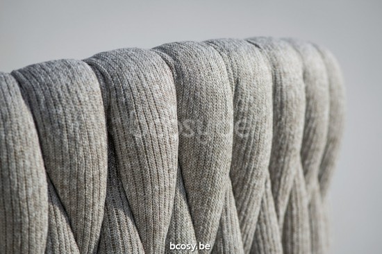 Jati Kebon Fortuna Socks Sofa 1-Sitzer Sunbrella natte grey chine nat 10022 quick dry foam Weißes mattes Aluminium.