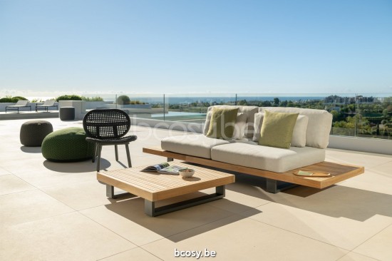 Jati Kebon Skate Alu Stoel met diepe zitting Zonder kussens Antraciet mat aluminium Koord Antraciet.