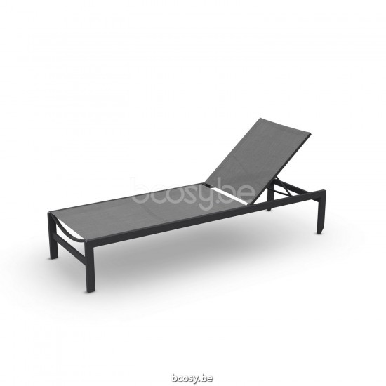 Jati Kebon Sylt Stackable Sunlounger Alu Charcoal Mat Texteline Silver Grey.