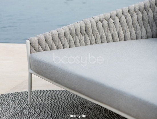 Jati Kebon Fortuna Socks Tweepersoons tuinbed Sunbrella natte grey chine nat 10022 quick dry foam Wit mat aluminium.