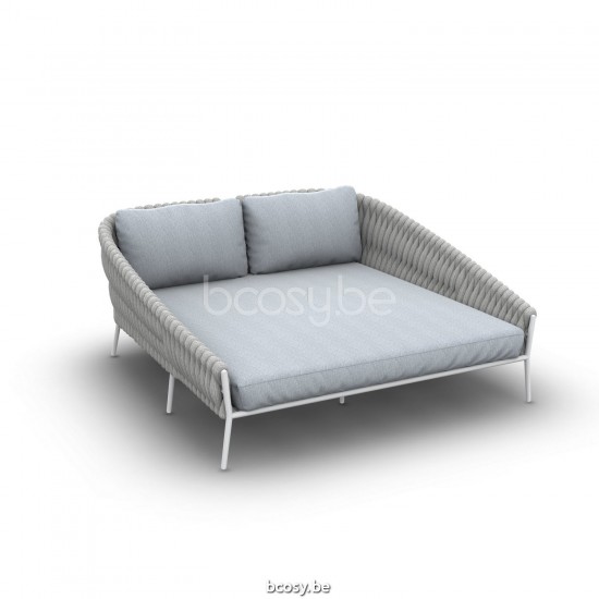 Jati Kebon Fortuna Socks Double Daybed Alu White Mat Socks Light Grey Cushion Seat + Back Single Sunbrella Natte Grey Chine Q.