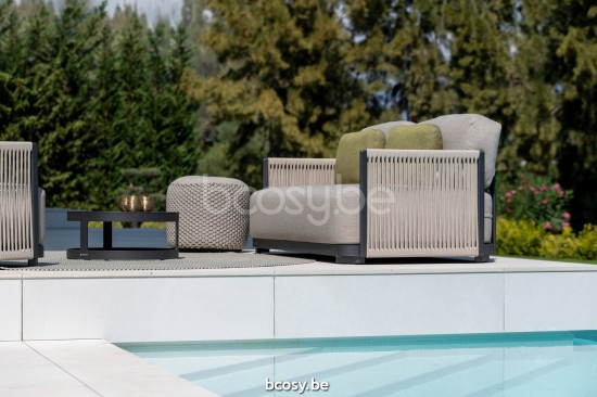 Jati Kebon Durbuy Loungebasis 1-zit Zonder kussens Antraciet mat aluminium.