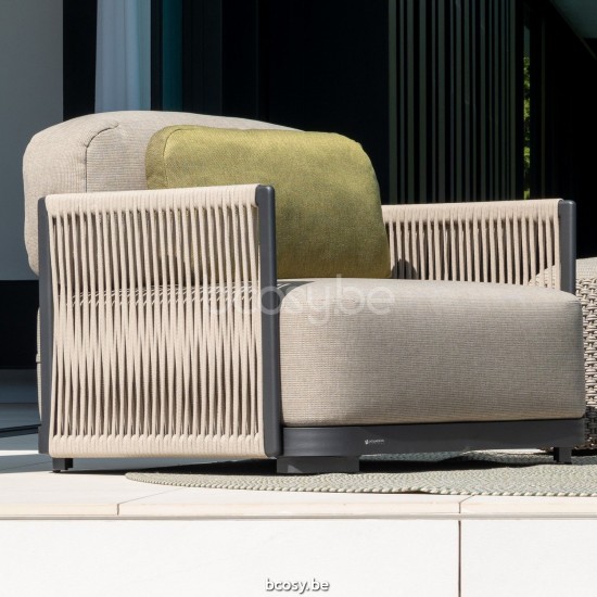 Jati Kebon Durbuy Lounge Base 1-Seat Alu Charcoal Mat.