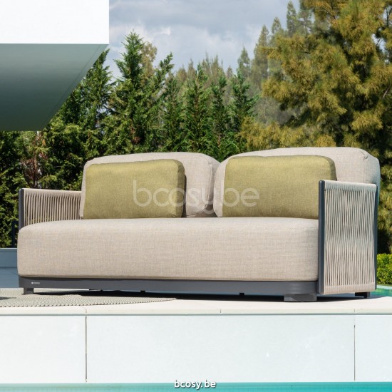 Jati Kebon Durbuy Lounge Base 2-Seat Alu Charcoal Mat.