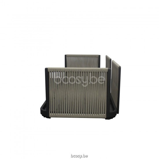 Jati Kebon Durbuy Loungebasis 2-zit Zonder kussens Antraciet mat aluminium.