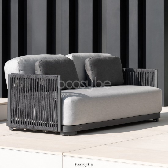 Jati Kebon Durbuy Lounge Base 2-Seat Alu Charcoal Mat.