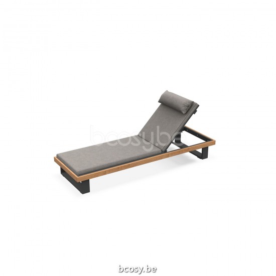 Jati Kebon Truro Sunlounger Alu Charcoal Mat Teak Natural Smooth.