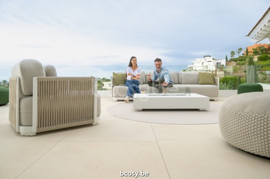 Jati Kebon Durbuy Base de salon 1 place Sans coussins Aluminium blanc mat.