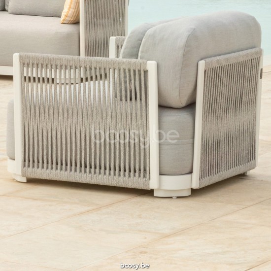 Jati Kebon Durbuy Lounge Base 1-Seat Alu White Mat.