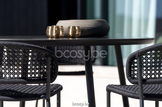 Jati Kebon Butterfly Stackable Side Chair Alu Charcoal Mat Rope Charcoal Black Flower Weaving.