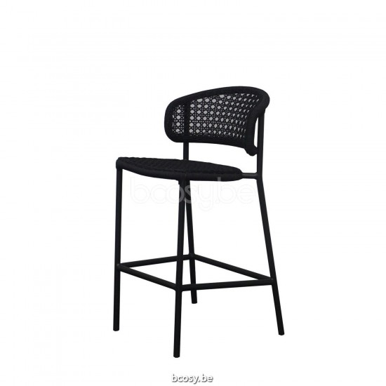 Jati Kebon Butterfly Barstoel zonder armleuningen Zonder kussens Antraciet mat aluminium Koord Antraciet.