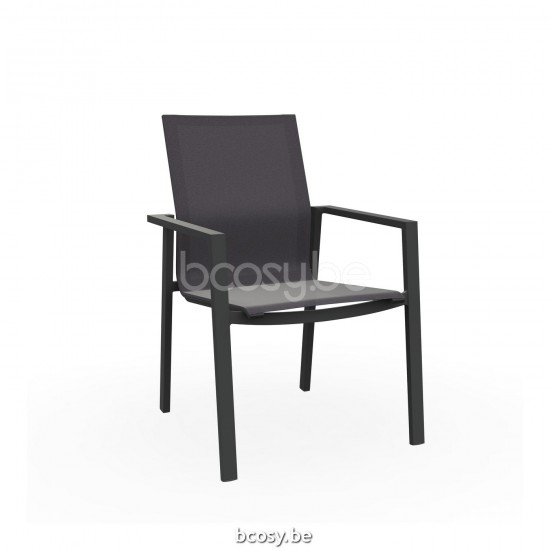 Jati Kebon Beja Stackable Armchair Alu Charcoal Mat Batyline Serge Ferrari Eden Grey Dark Sling Single.