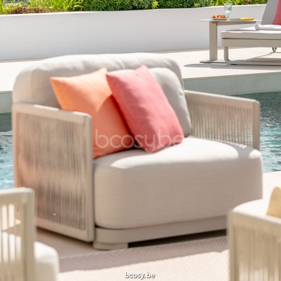 Jati Kebon Durbuy Lounge Base 1-Seat Alu Sand Mat.