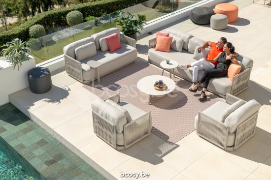 Jati Kebon Durbuy Loungesockel 2-sitzig Ohne kissen Sandmattes Aluminium.