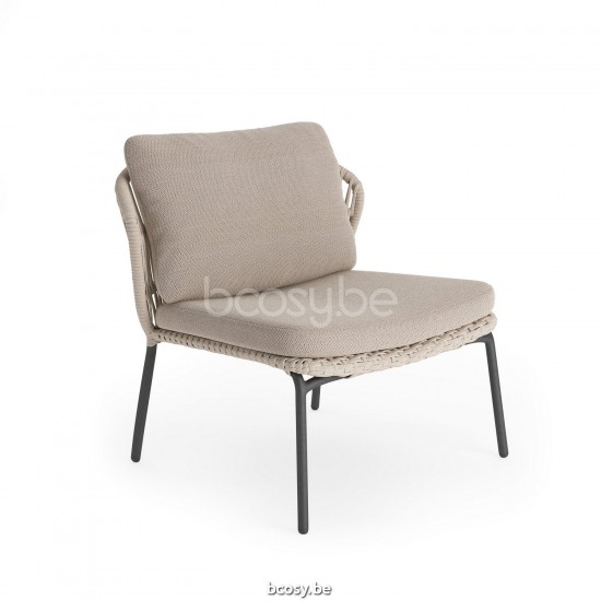 Jati Kebon Lima Deep Seating Chair Alu Charcoal Mat Line Weaving Beige Uni.