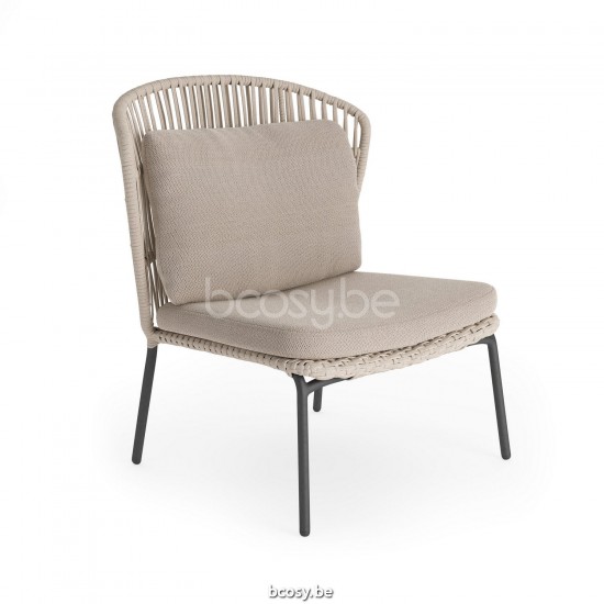 Jati Kebon Lima Deep Seating High Back Chair Alu Charcoal Mat Line Weaving Beige Uni.