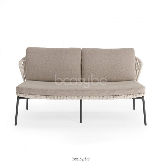 Jati Kebon Lima 2-zit met diepe zitting Zonder kussens Antraciet mat aluminium Koord Beige uni.