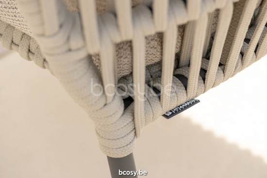 Jati Kebon Lima Fauteuil empilable Sans coussins Aluminium anthracite mat Corde Beige uni.