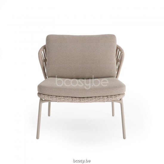 Jati Kebon Lima Stoel met diepe zitting Zonder kussens Zandkleur Koord Linnen.