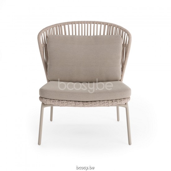 Jati Kebon Lima Stoel met diepe zitting Zonder kussens Zandkleur Koord Linnen.