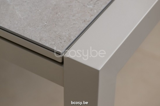 Jati Kebon Livorno Uitschuifbare tuintafel Zandkleur Tafelblad Keramisch Palladium grey 6mm.
