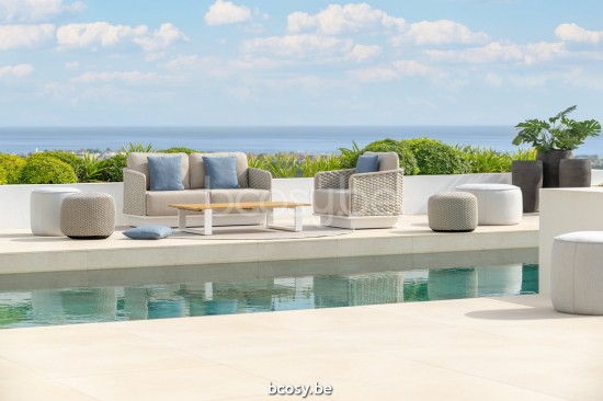 Jati Kebon Acri Sofa 2-zits Zonder kussens Zandkleur Koord Linnen.