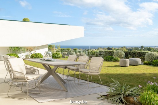 Jati Kebon Alden Arm Chair Aluminium Seat/Stainless steel Base Sand Mat Full Weaving Rope Beige Uni Open Weaving Seat + Back 