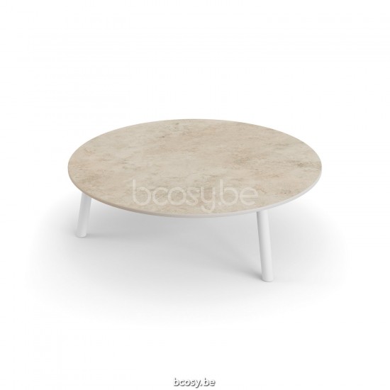 Jati Kebon Ronda Side Table Alu White Mat Ceramic Chianca 12 mm D90.